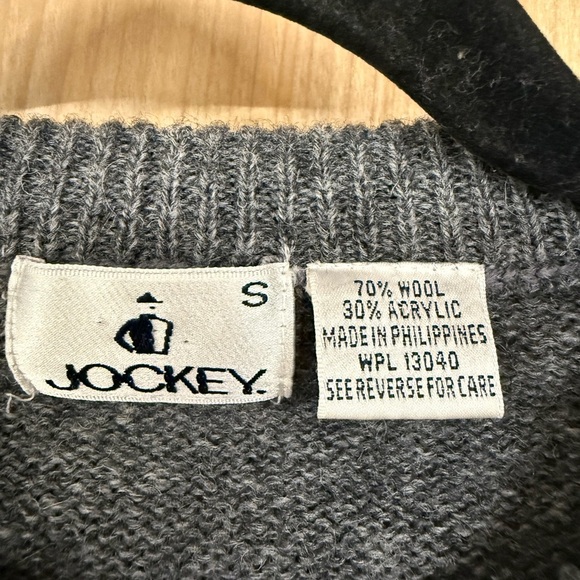 VINTAGE Jockey Sweater Mens Size Small Wool Pull Over Gray - Picture 2 of 5